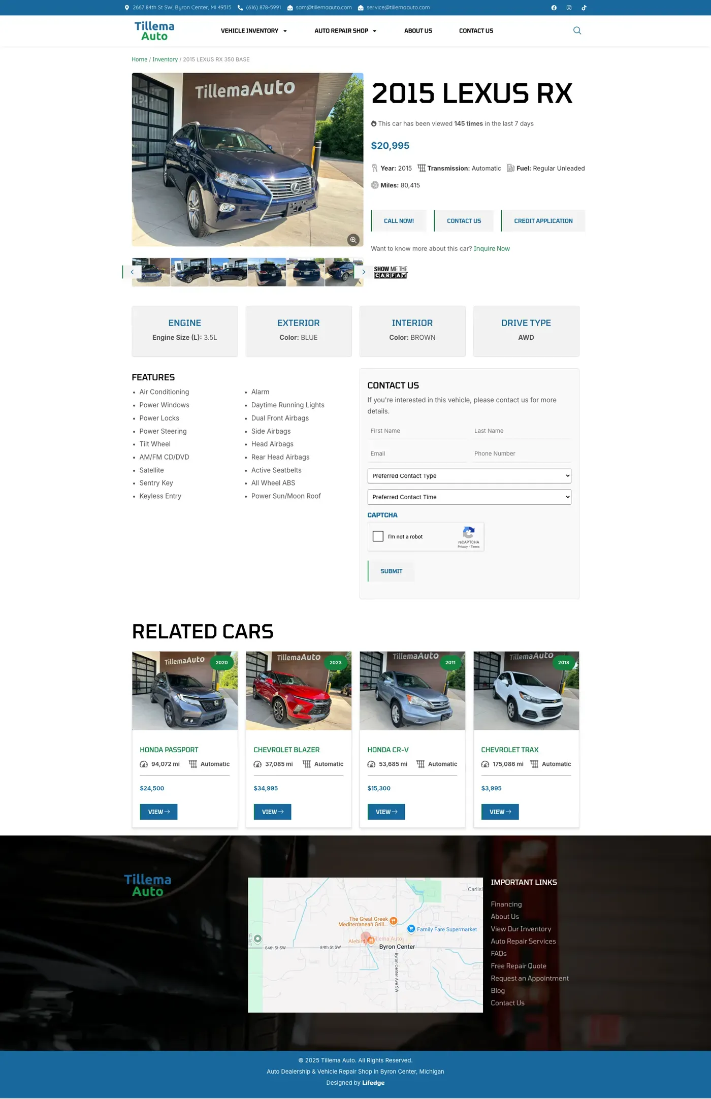 Tillema Auto Dealership — single vehicle listing page